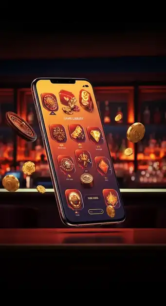 A dynamic graphic illustrating the wide variety of games available at Fafabet9 Casino, including slot reels, fishing game action, and live casino elements, all within a mobile interface.